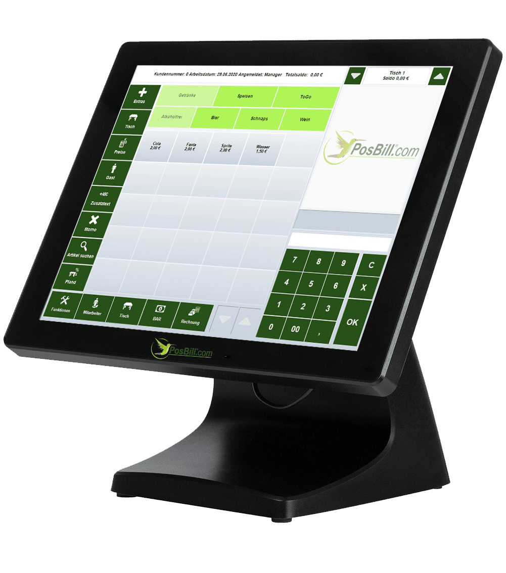 Kassensystem Einzelhandel mit gr&uuml;nem Layout
