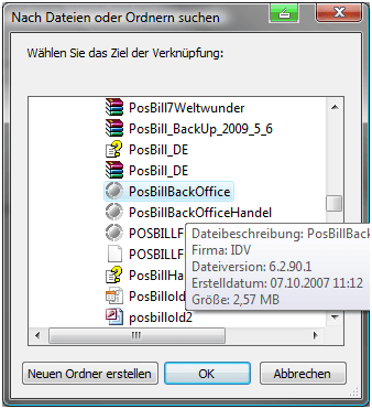 PosBillBackOffice ausw&auml;hlen