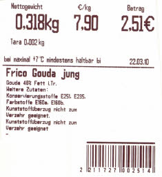 Barcode K&auml;se in Kassensoftware