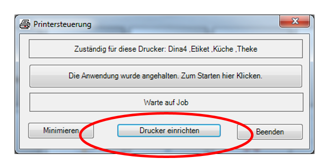 &Ouml;ffnen der Druckersteuerung in PosBill Kassensoftware - Step 3